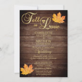Elegant HERFST in LOVE Rustic Wood Wedding QR Code Kaart (Voorkant)