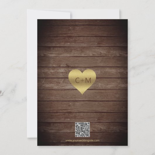 Elegant HERFST in LOVE Rustic Wood Wedding QR Code Kaart (Achterkant)