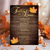 Elegant HERFST in LOVE Rustic Wood Wedding QR Code Kaart