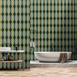 Elegant Herfst Leaf Art Pattern, Groen Geel Bruin Behang