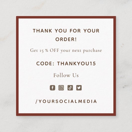 Elegant Herfst Leaf Hartelijk dank voor uw waarder Vierkante Visitekaartje (Achterkant)