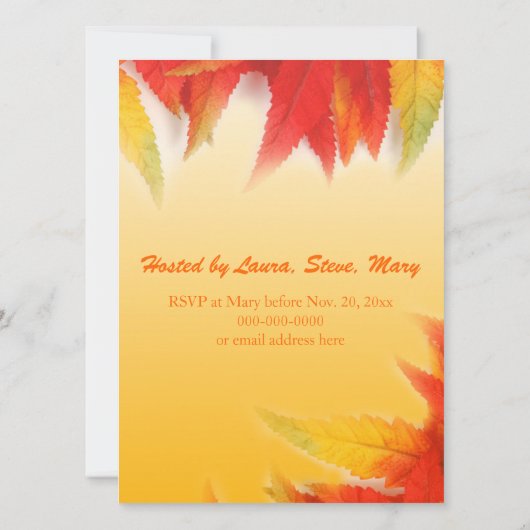 Elegant herfst leest Thanksgiving diner Kaart (Achterkant)