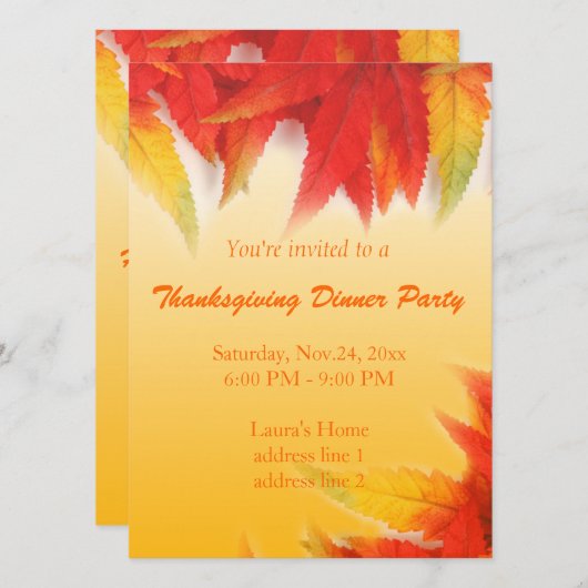 Elegant herfst leest Thanksgiving diner Kaart (Voorkant / Achterkant)