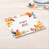 Elegant herfst Lijst: gepersonaliseerde bruiloft O Kartonnen Onderzetters (Schuin)