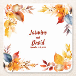 Elegant herfst Lijst: gepersonaliseerde bruiloft O Kartonnen Onderzetters