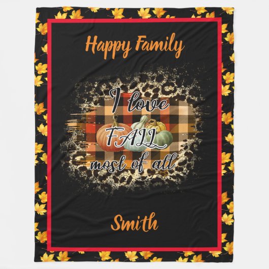 Elegant  Herfst Love Pumpkin Fleece Deken (Voorkant)