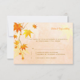 Elegant Herfst Maple Leaves Wedding RSVP Kaart