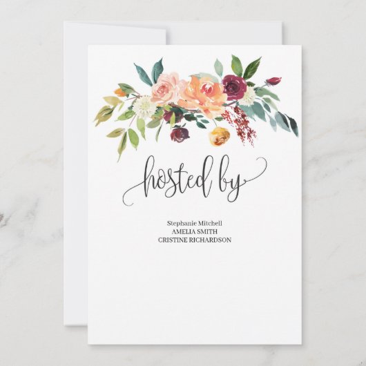 Elegant Herfst marigold Burgundy en bloemen Kaart (Achterkant)