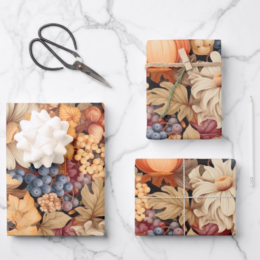 Elegant herfst oogstpatroon stijlvol chic inpakpapier vel (Voorkant)