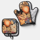 Elegant herfst oogstpatroon stijlvol chic ovenwant & pannenlap set (Voorkant / Achterkant)