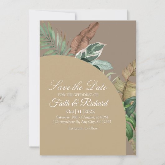 Elegant Herfst Pampas Grass Wedding Save the Date (Voorkant)