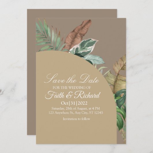 Elegant Herfst Pampas Grass Wedding Save the Date (Voorkant / Achterkant)