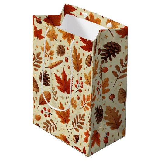 Elegant Herfst patroon Medium Cadeauzakje (Voorkant Gekanteld)