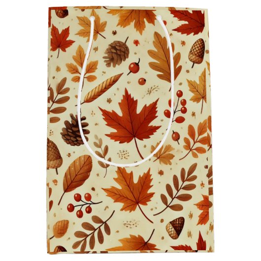 Elegant Herfst patroon Medium Cadeauzakje (Voorkant)