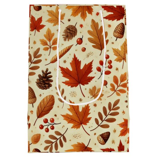 Elegant Herfst patroon Medium Cadeauzakje (Achterkant)