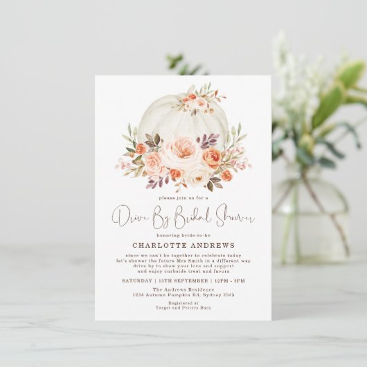 Elegant Herfst pompoen Floral drive by Vrijgezelle Kaart (Staand voorkant)