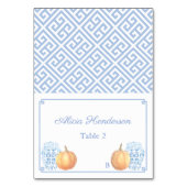 Elegant Herfst Pumpkin Blue White Weduwkaart Kaart (Voorkant)