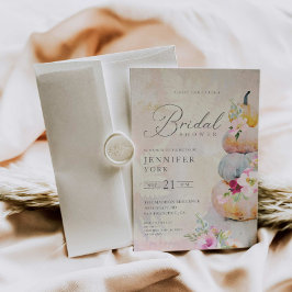 Elegant Herfst Pumpkin Bridal Shower Invitation Kaart