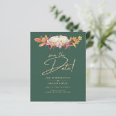 Elegant Herfst Pumpkin Green Gold Wedding Save Dat (Staand voorkant)