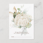 Elegant Herfst Pumpkin Greenery Gold Diaper Raffle Informatiekaartje (Voorkant)