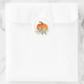 Elegant Herfst Pumpkin in Gold Lijst Ronde Sticker (Tas)