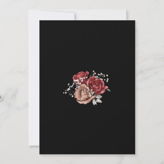 Elegant Herfst Red Rose Botanical Weddenschap Blac Kaart (Achterkant)