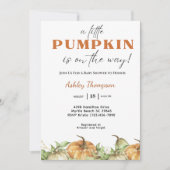 Elegant Herfst roze pompoen Baby shower Kaart (Voorkant)