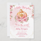 Elegant Herfst roze pompoen Baby shower Kaart (Voorkant)