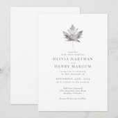Elegant Herfst Silver Maple Leaf Wedding Kaart (Voorkant / Achterkant)