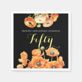 Elegant Herfst Sinaasappel Bloemen 50ste Verjaarda Servet (Voorkant)