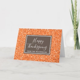 Elegant Herfst Sinaasappel Glitter Thanksgiving Feestdagen Kaart