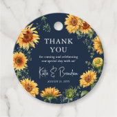 Elegant Herfst Sunflower & Navy Wedding Hartelijk Bedankjes Labels (Voorkant)