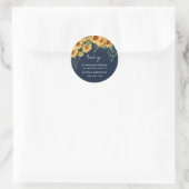 Elegant Herfst Sunflower & Navy Wedding Hartelijk  Ronde Sticker (Tas)