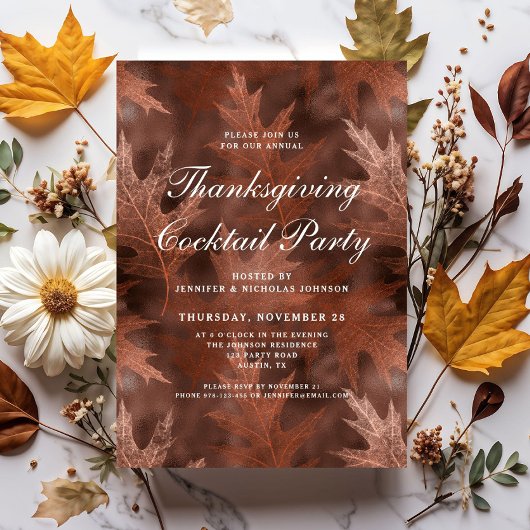 Elegant herfst thanksgiving cocktailparty kaart