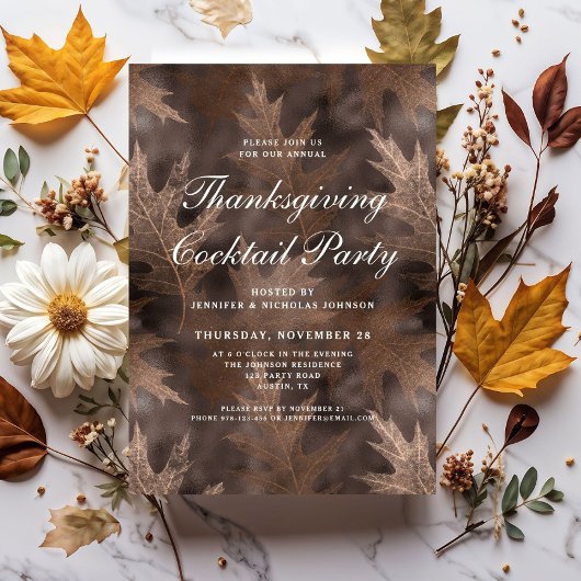 Elegant herfst thanksgiving cocktailparty kaart