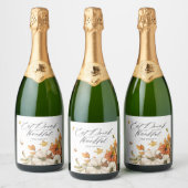Elegant Herfst Thanksgiving Thema Sparkling Wijnetiket (Flessen)