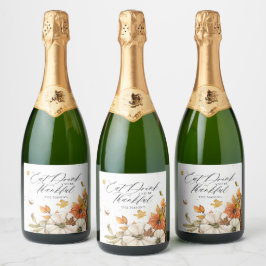Elegant Herfst Thanksgiving Thema Sparkling Wijnetiket