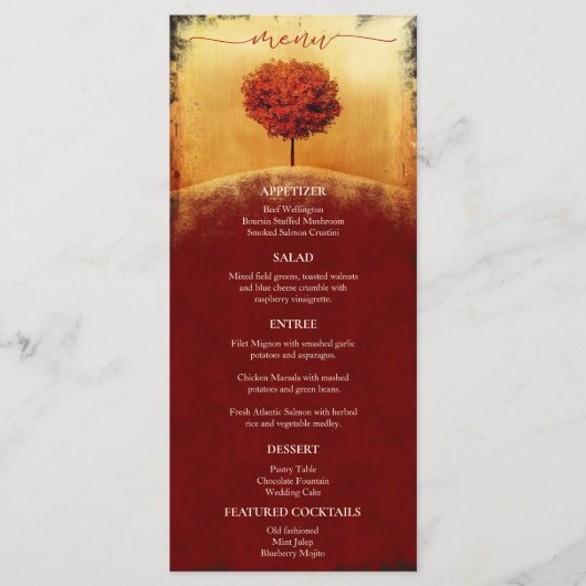 Elegant Herfst Tree Wedding Menu (Voorkant)