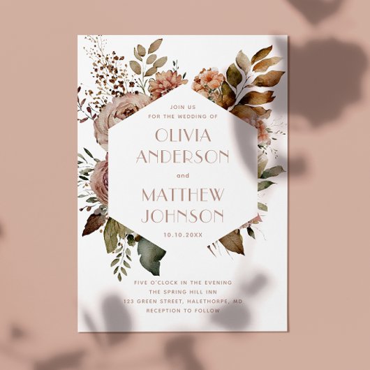 Elegant herfst tuinbloemflorale bruiloft QR-code d Kaart