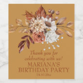 Elegant Herfst Waterverf Floral Gold Wijn Etiket (Enkel label)