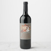 Elegant Herfst Waterverf Floral Grey Wijn Etiket (Voorkant)