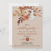 Elegant Herfst Waterverf Floral over Taupe Party Kaart (Voorkant)