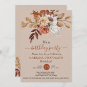 Elegant Herfst Waterverf Floral over Taupe Party Kaart (Voorkant / Achterkant)