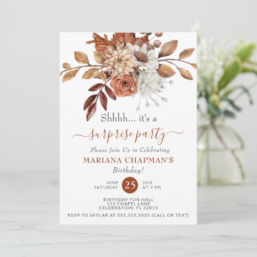 Elegant Herfst Waterverf Floral verrassingspartij Kaart (Staand voorkant)