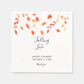 Elegant Herfst Waterverf laat vallen in liefde Servet (Voorkant)