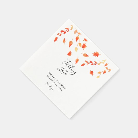 Elegant Herfst Waterverf laat vallen in liefde Servet (Hoek)