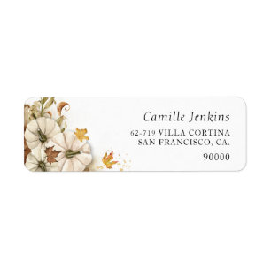 Elegant Herfst White Pumpkin Return Address Etiket