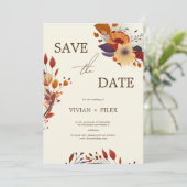 Elegant Herfst Wildflower bewaart de datum Kaart (Staand voorkant)