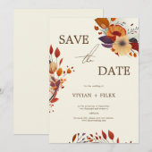 Elegant Herfst Wildflower bewaart de datum Kaart (Voorkant / Achterkant)