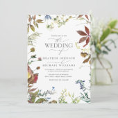 Elegant Herfst Wildflower Floral Waterverf Wedding Kaart (Staand voorkant)